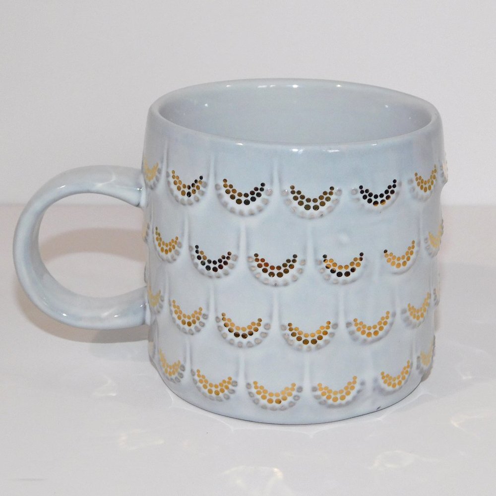 2016 Starbucks Anniversary Mermaid Scales siren tail mug Gray Gold 10 oz